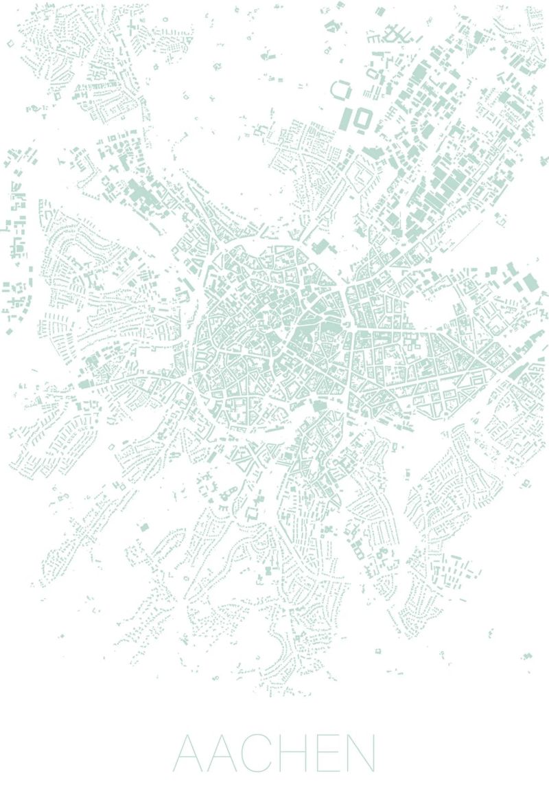 Stadtplan Aachen I türkis Poster von Raumreise Design