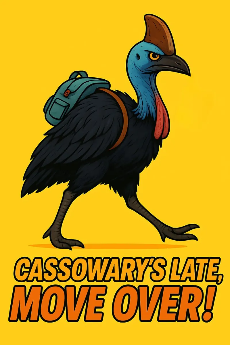 Funny Cassowary Meme canvas with Floater frame by Funny Humor Art