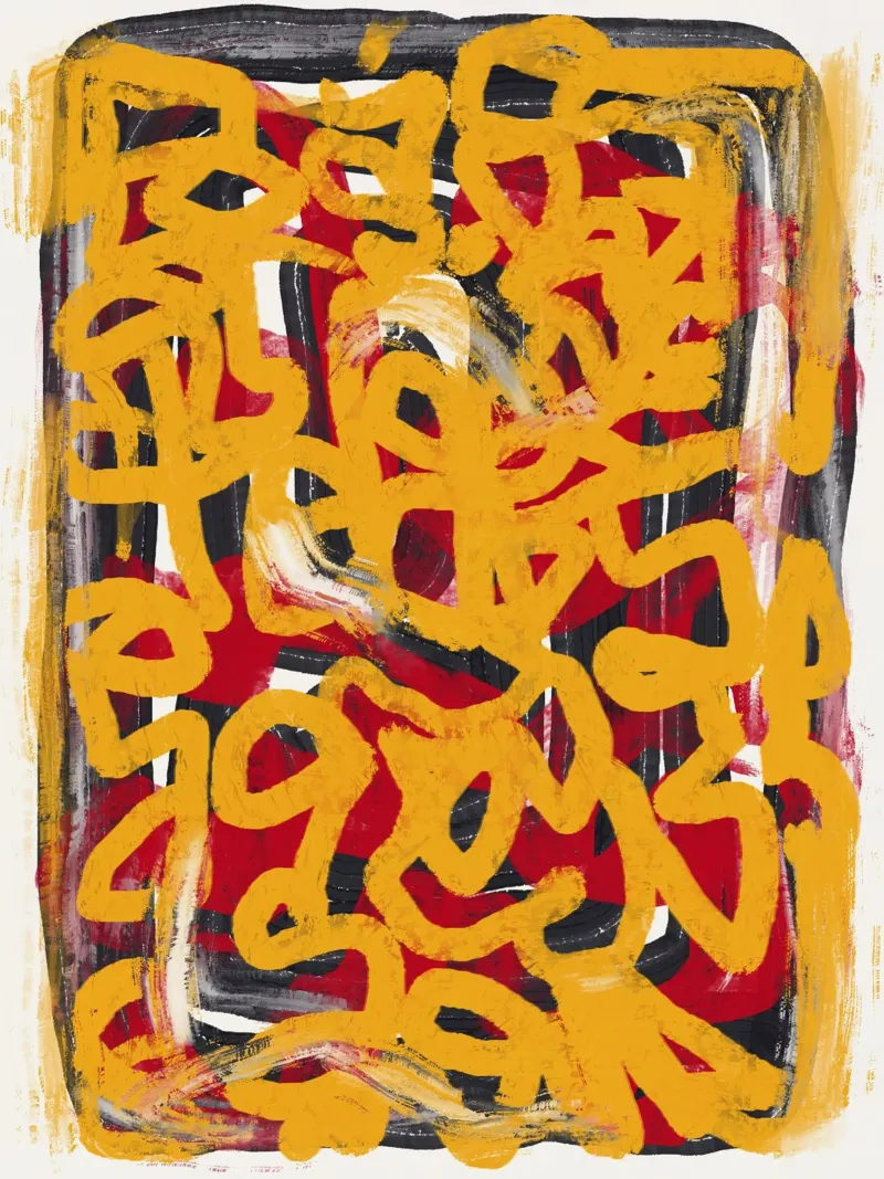 Ligne jaune en pointillés abstraite hahnemühle de Little Dean