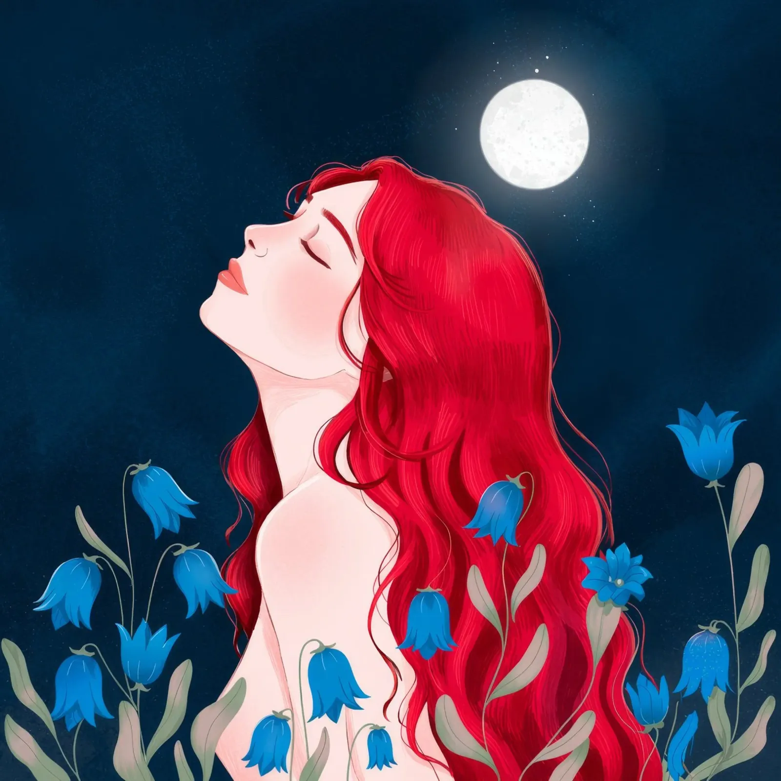 Musa al chiaro di luna poster con telaio in legno da Silent Hue