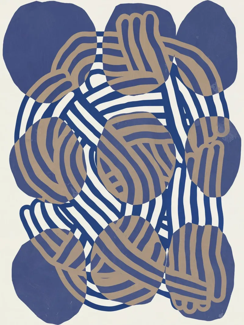 Line art abstract circles canvas by Little Dean