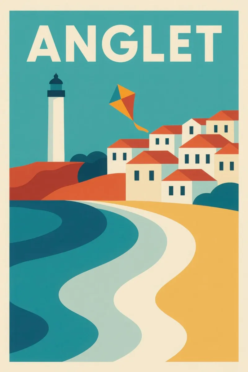 Anglet, aquilone e faro sull'Atlantico carta hahnemühle da JETLAG | affiches voyage