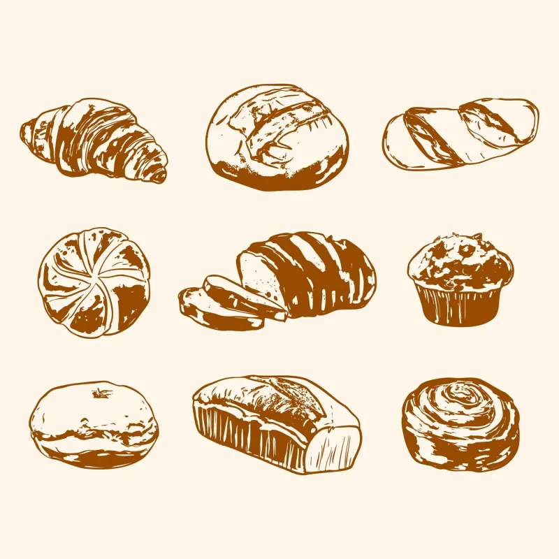 Illustrazione di pane e dolci rustici pellicola backlit da EDMPROJECT