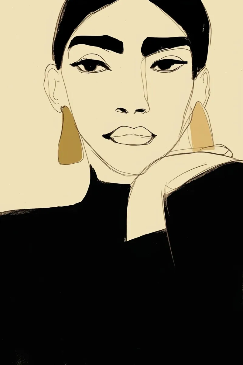 Porträt der Sartre-Frau | Digitale Handzeichnung Poster von Autofocus