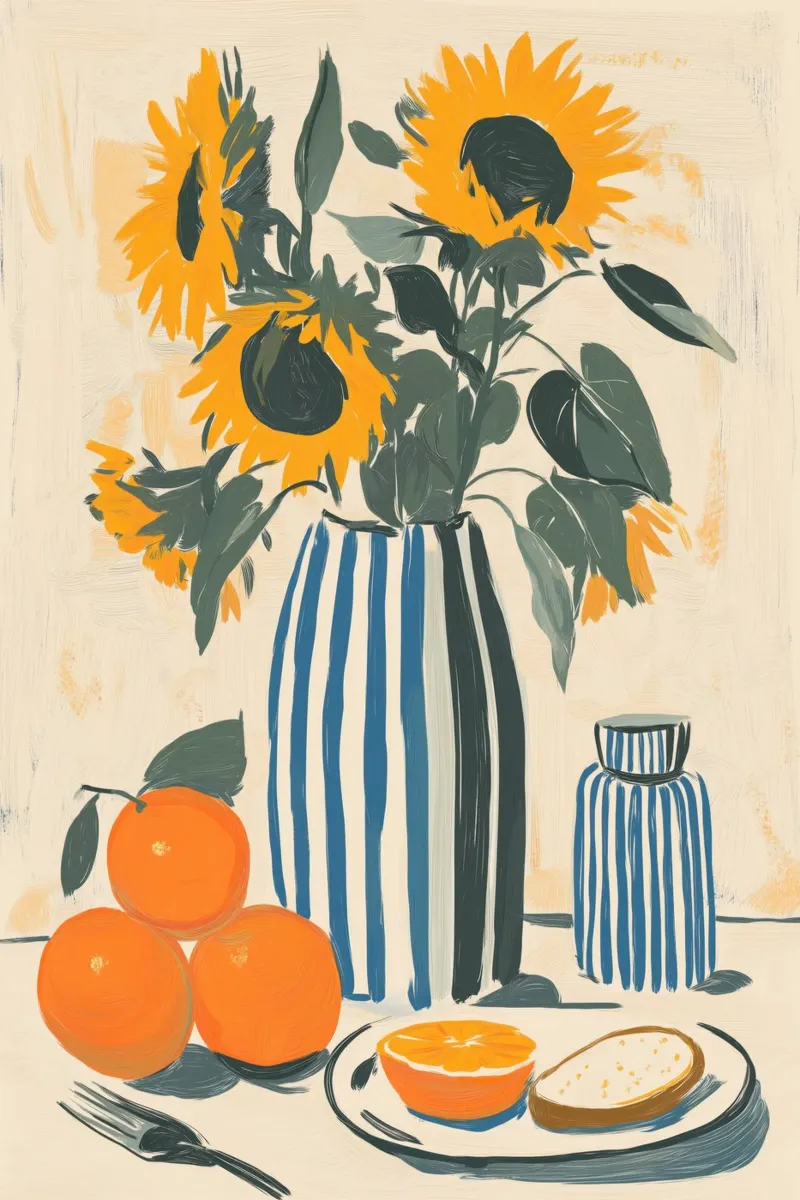 Levendig Zonnebloemen Stilleven canvas met Baklijst van Melloi Art Print