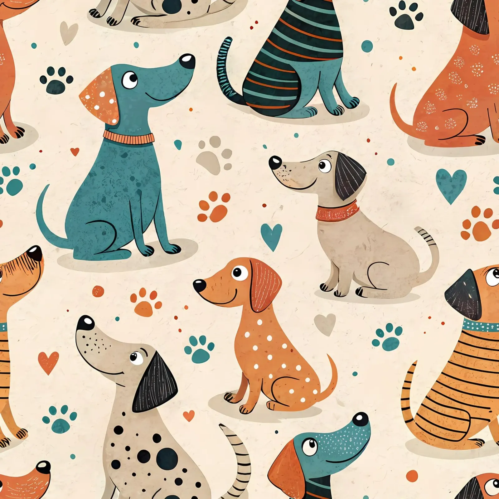 Modello di scarabocchio per cani poster con telaio in alluminio da Happy Littles