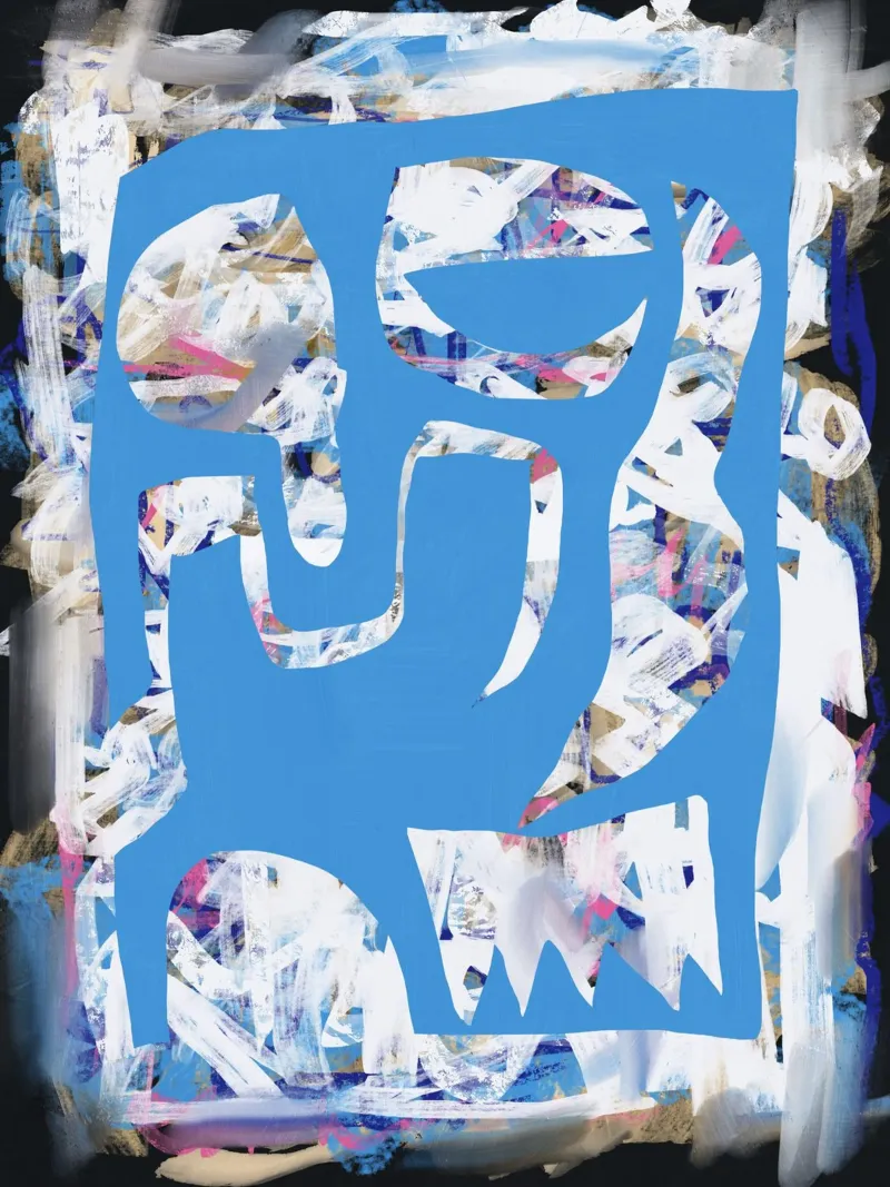 Chaos wit groot abstract 02 canvas van Little Dean