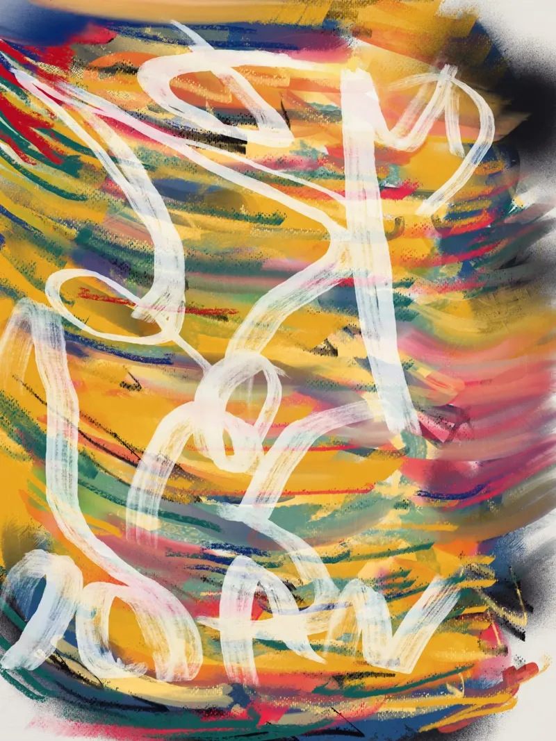 Chaos kleur groot abstract 02 hahnemühle van Little Dean