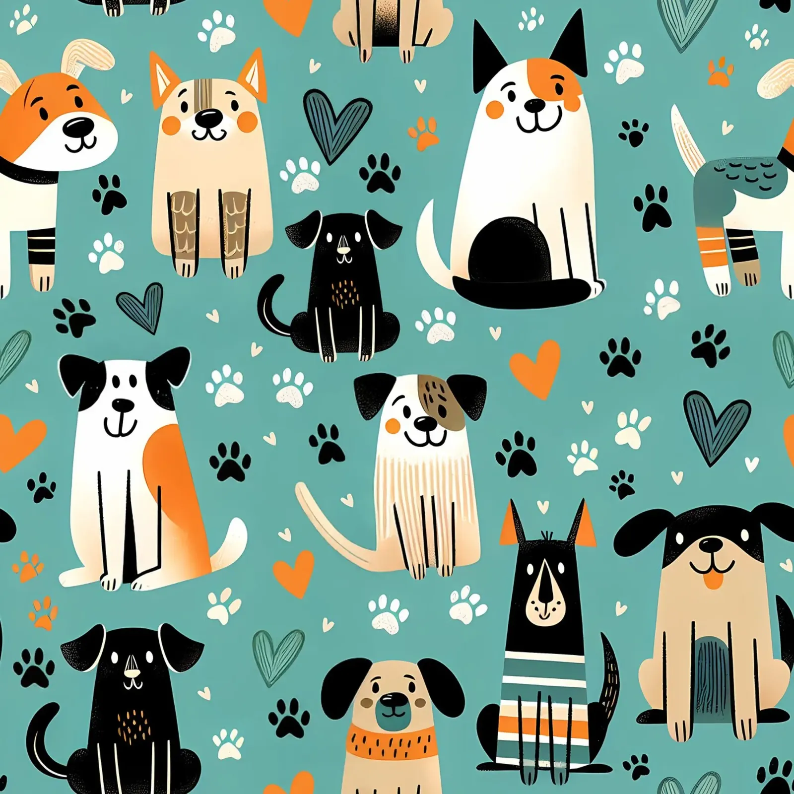Modello di scarabocchio per cani poster da Happy Littles