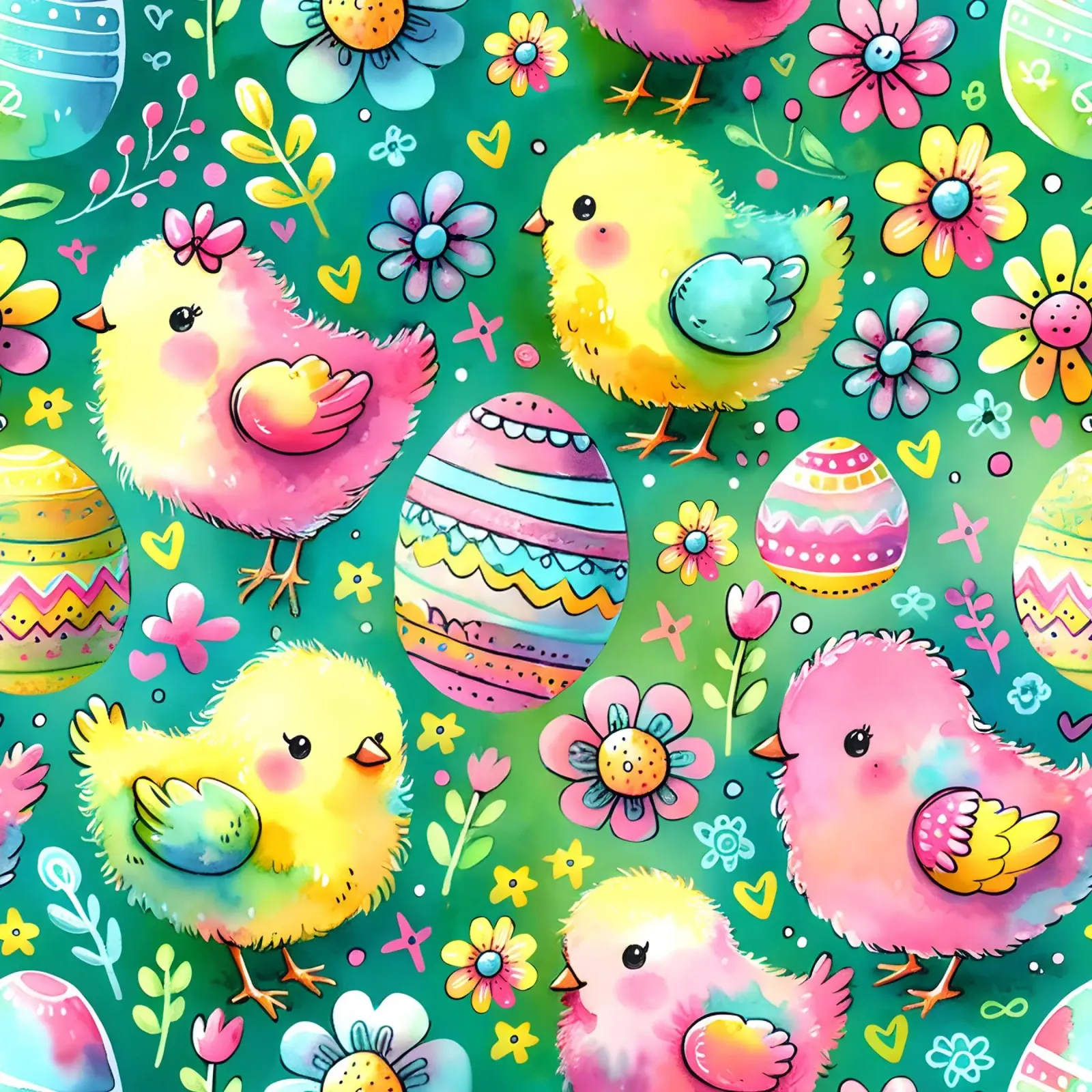 Scarabocchi di pulcini di Pasqua poster da Happy Littles