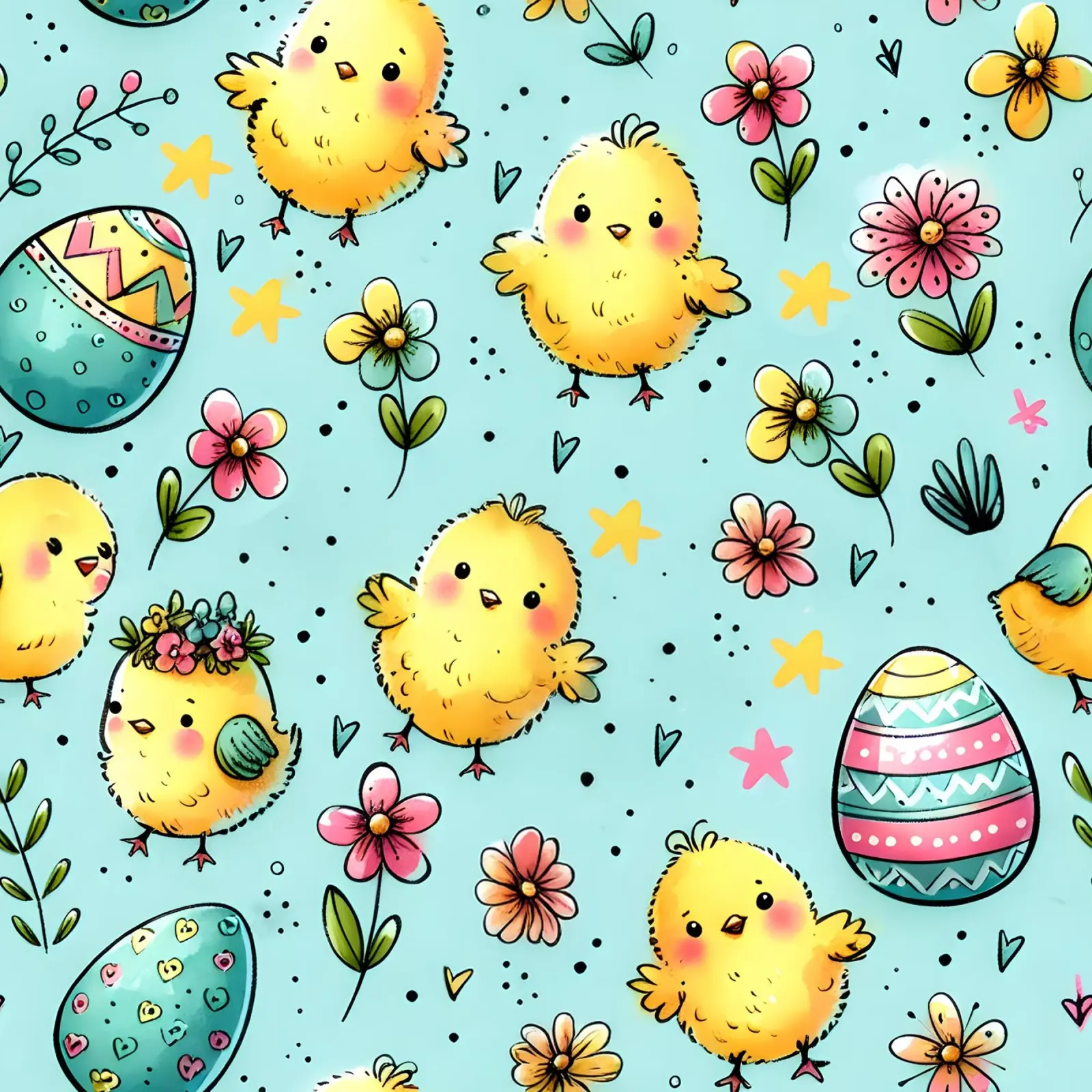 Scarabocchi di pulcini di Pasqua poster da Happy Littles