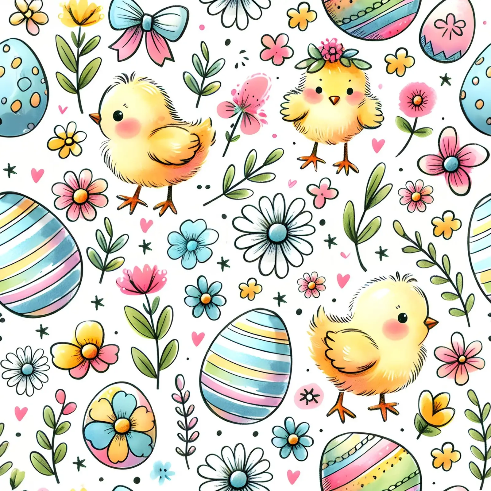 Scarabocchi di pulcini di Pasqua poster da Happy Littles