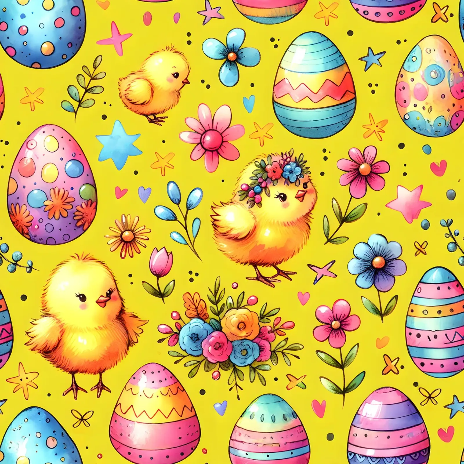 Scarabocchi di pulcini di Pasqua poster da Happy Littles
