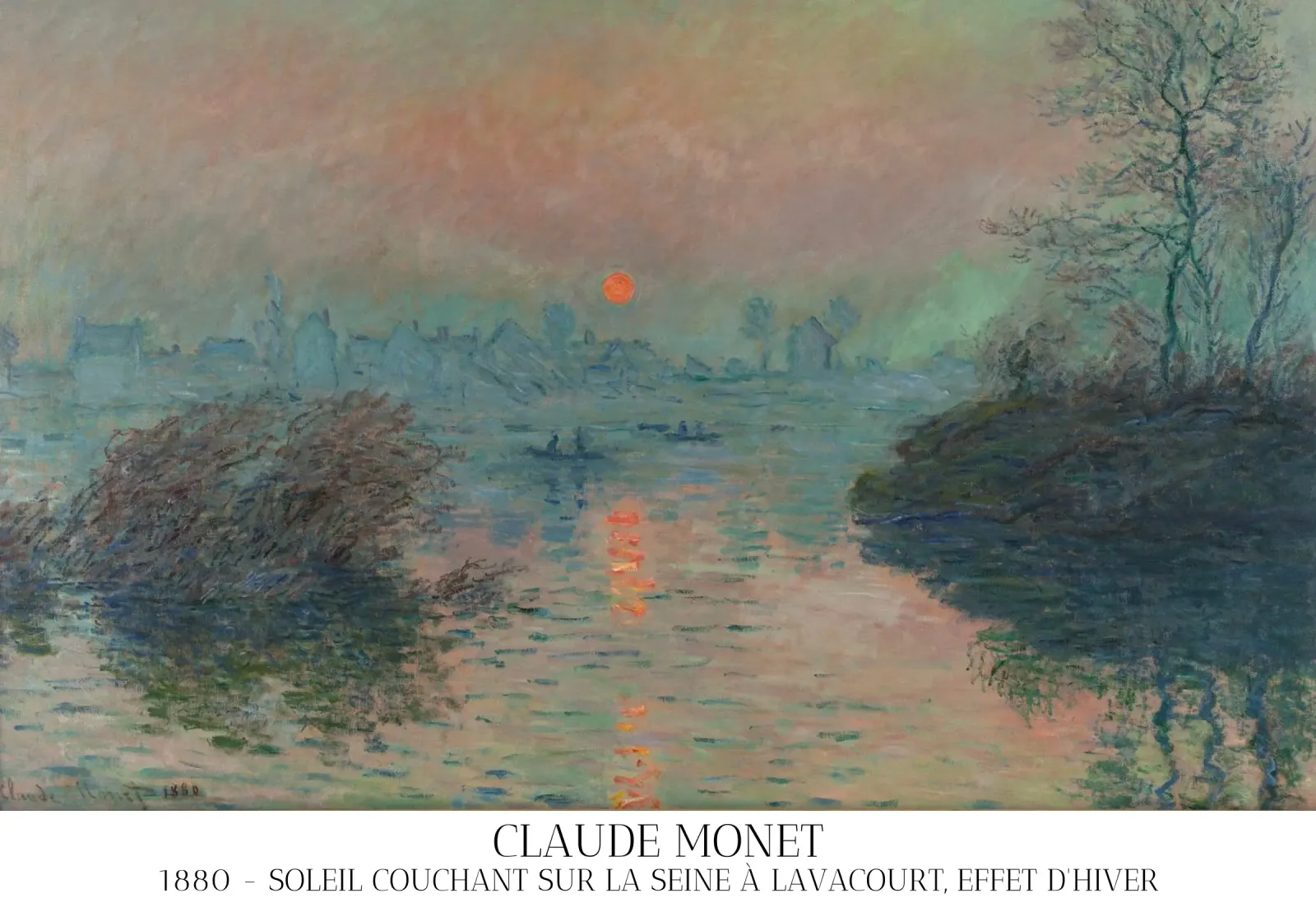 Claude Monet -  Soleil couchant sur la Seine à Lavacourt pellicola backlit da fanny-bianca