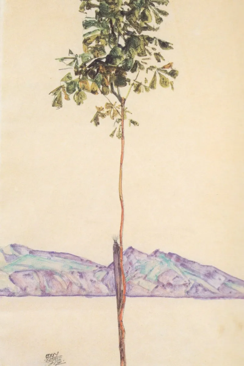 Egon Schiele - Piccolo albero di castagno al lago di Costanza poster con telaio in alluminio da Wirla