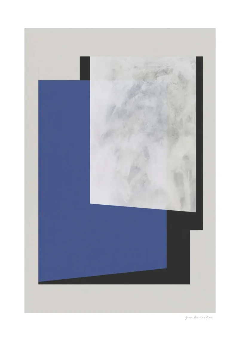 Blue poster poster with wooden frame by Birgitpopshop