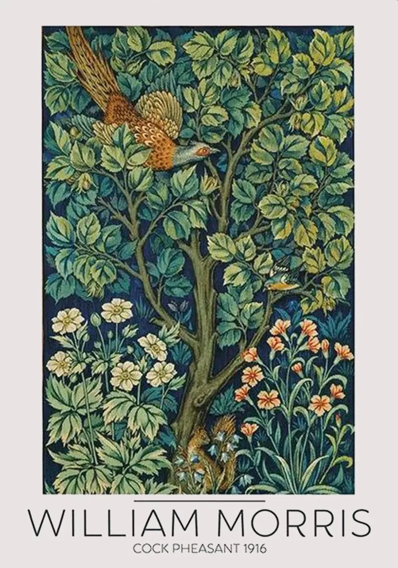 William Morris haanfazant 1916 poster met kunststof frame van Kunzeworld