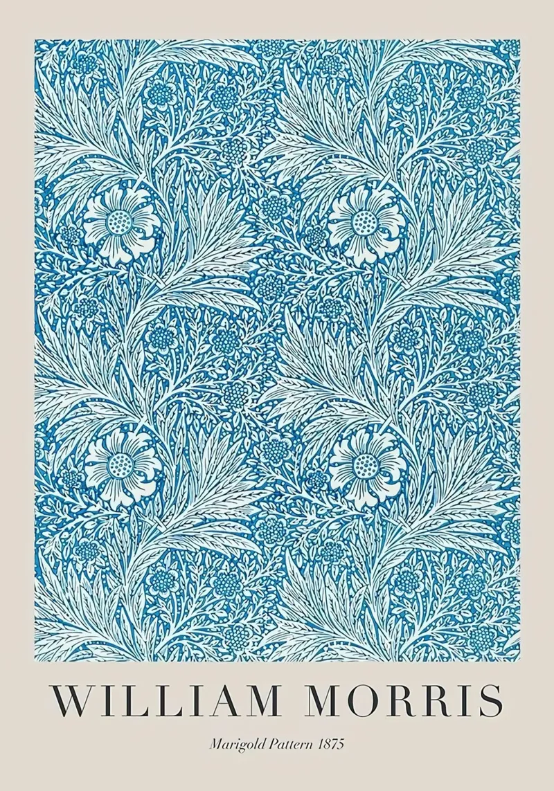 William Morris Modello Marigold 1875 poster con telaio in legno da Kunzeworld
