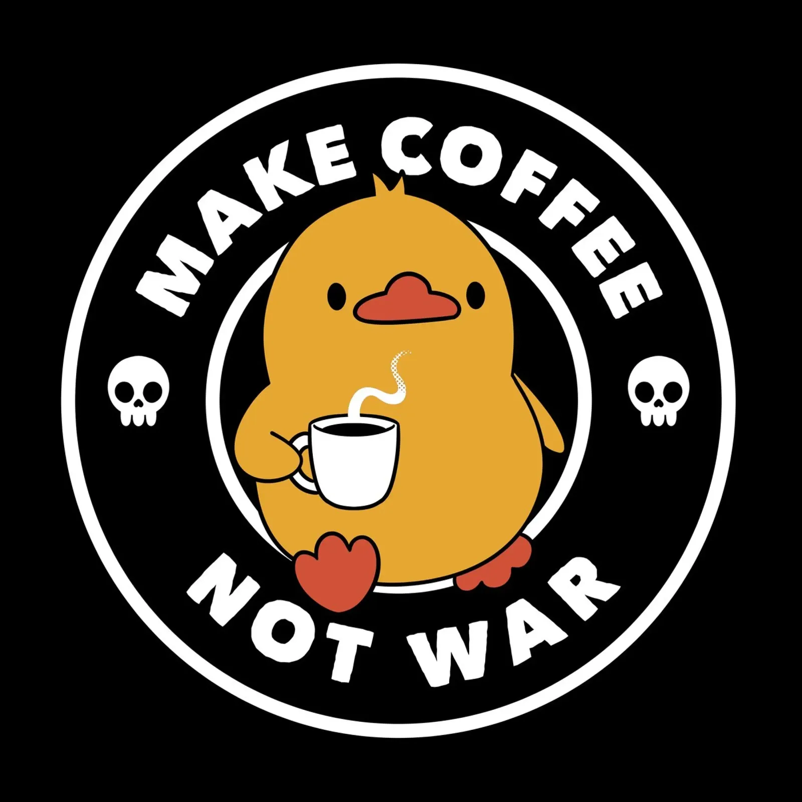 Make Coffee Not War Funny Duck canvas with Floater frame by Tobe Fonseca