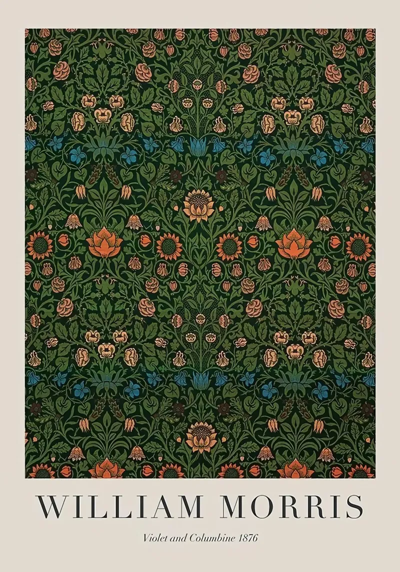 William Morris Viola e aquilegia 1876 carta hahnemühle da Kunzeworld