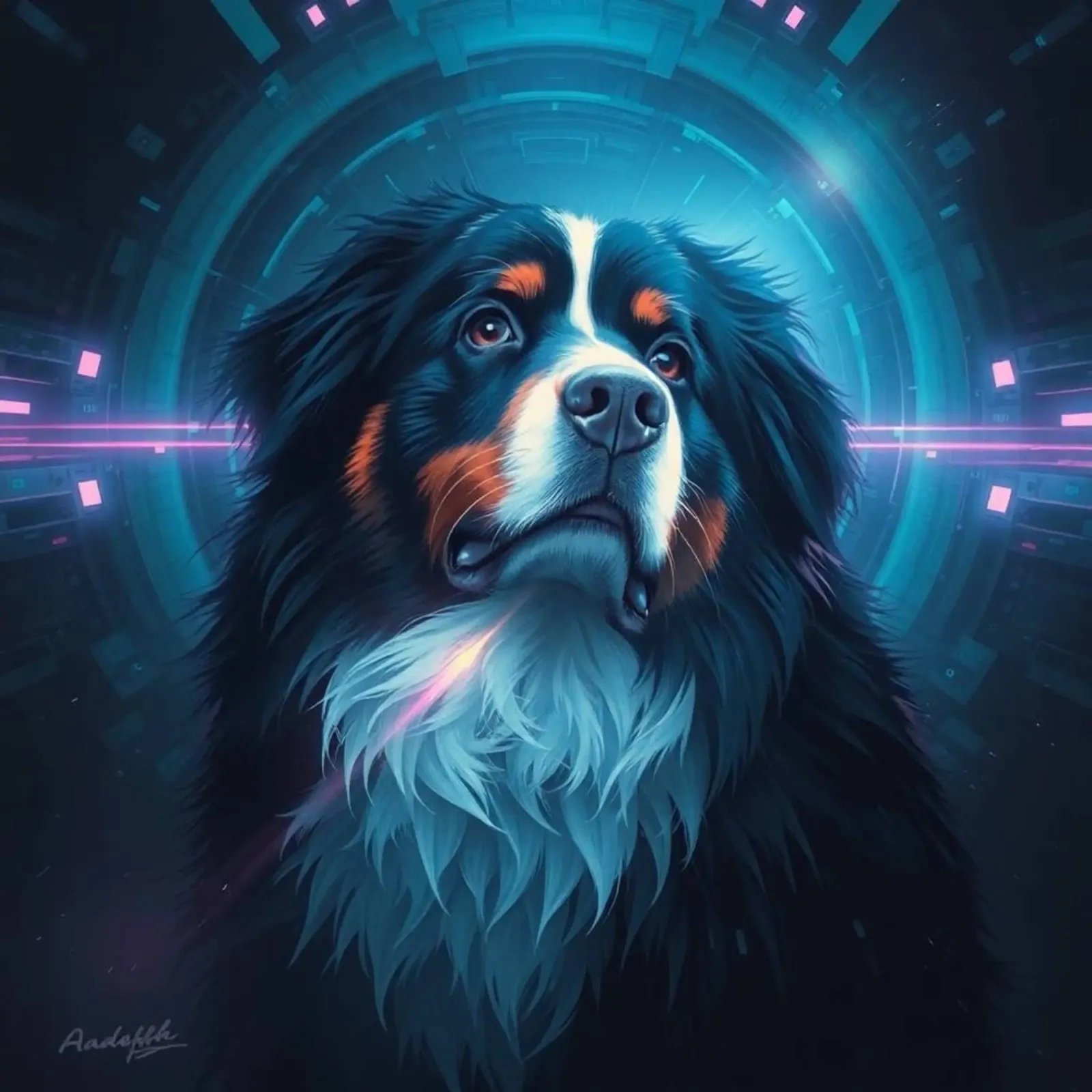 Beautiful Bernese Mountain Dog #80 canvas with Floater frame by Yumis.Beargang.and.Me