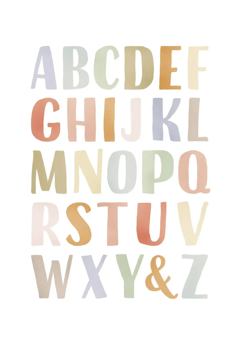 Poster dell'alfabeto, arte educativa, ABC, decorazioni per la cameretta poster da ABC Prints
