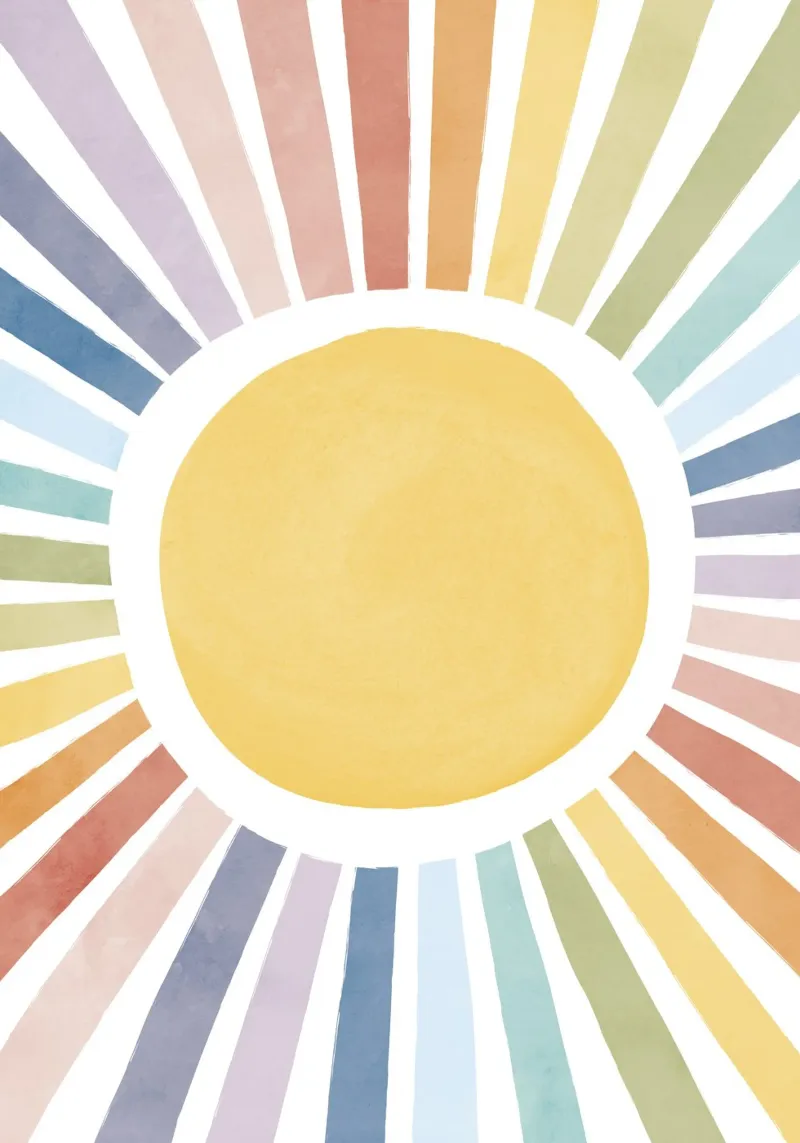Sole arcobaleno, poster sui raggi solari, arte murale per bambini, stampa per la cameretta poster da ABC Prints