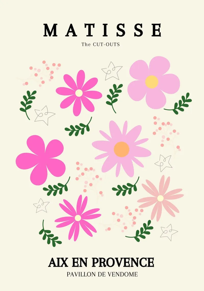 Matisse Los Recortables Flores Abstractas Póster Provenza poster con marco de madera de NorwesClub