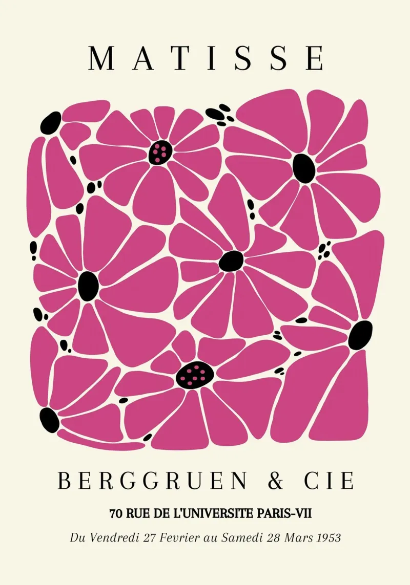 Matisse 1953 Fiori di Magenta ritagliati Parigi Poster poster con telaio in plastica da NorwesClub