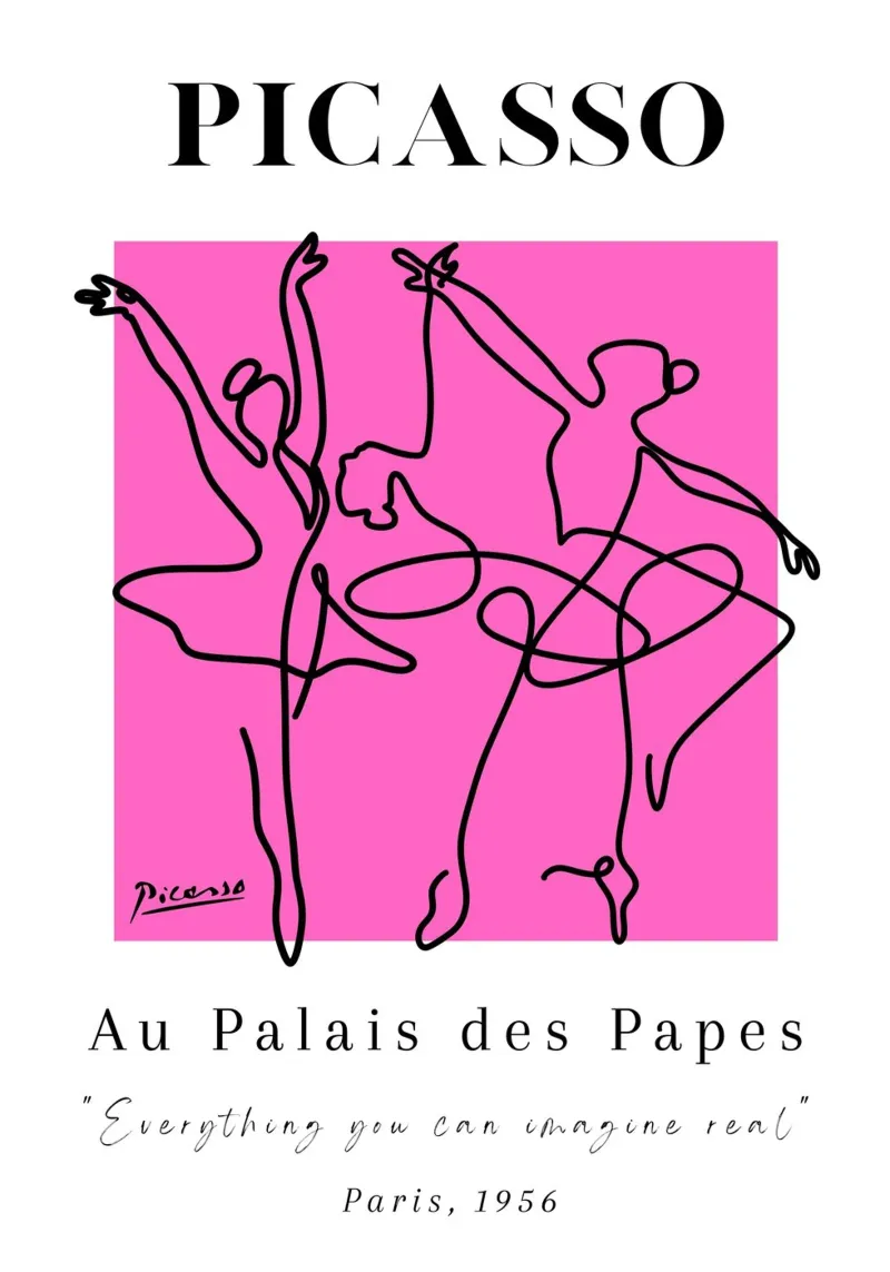 Picasso 1956 Dessin au trait Danseuses Affiche d'exposition poster de NorwesClub