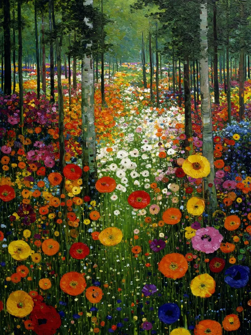 Flowers Forest, style Gustav Klimt alluminio dibond da Mateo