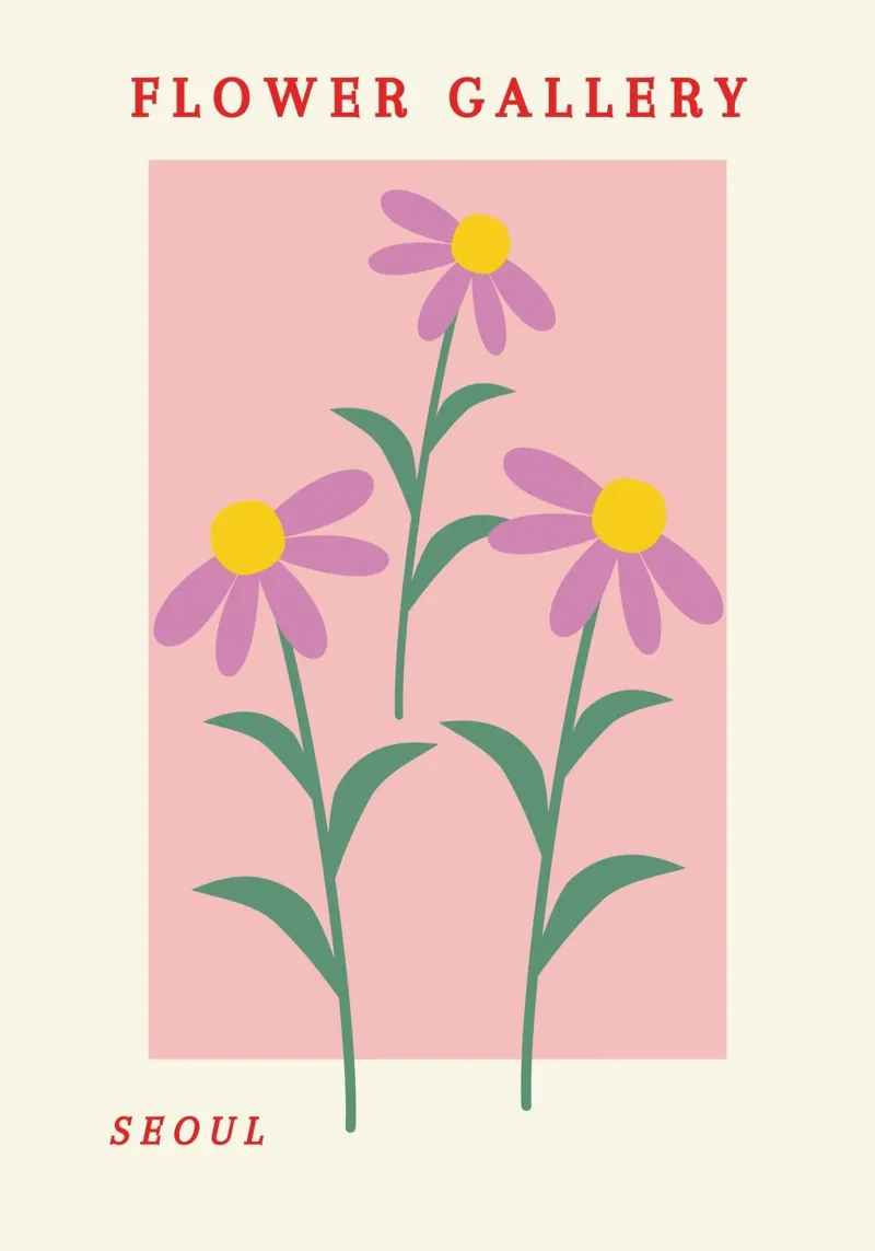 Poster floreale rosa retrò Seoul Flower Gallery poster da NorwesClub