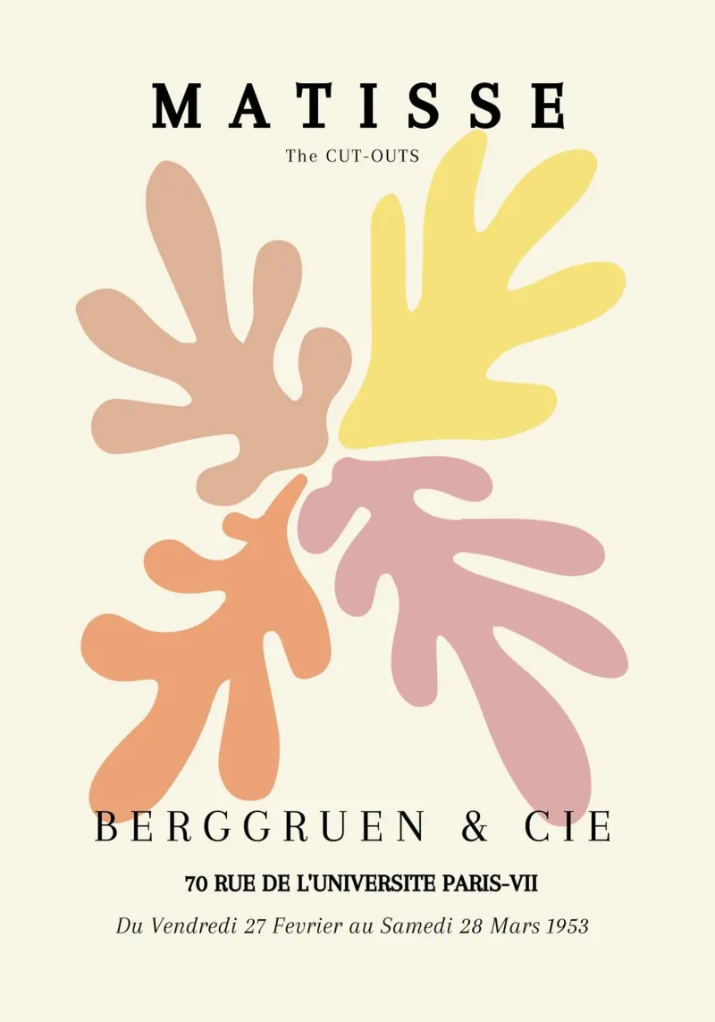 Matisse 1953 Forme organiche ritagliate Parigi Poster tela da NorwesClub