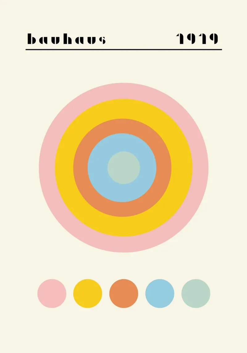 Bauhaus 1919 Paletta di colori geometrici Cerchi Poster carta hahnemühle da NorwesClub
