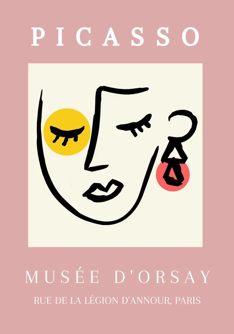 Picasso Musee D'Orsay Volto astratto Line Art Poster pellicola backlit da NorwesClub