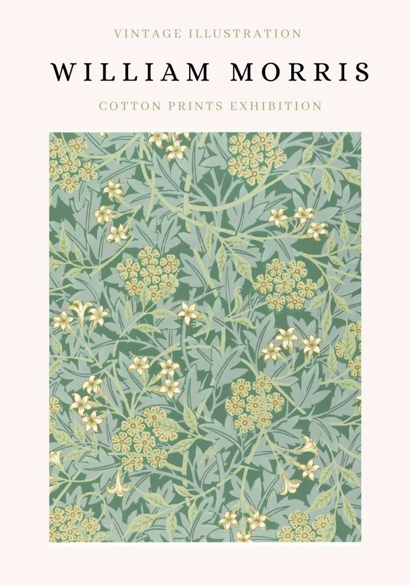 William Morris Arts & Crafts Bloemenpatroon Poster forex-plaat van NorwesClub