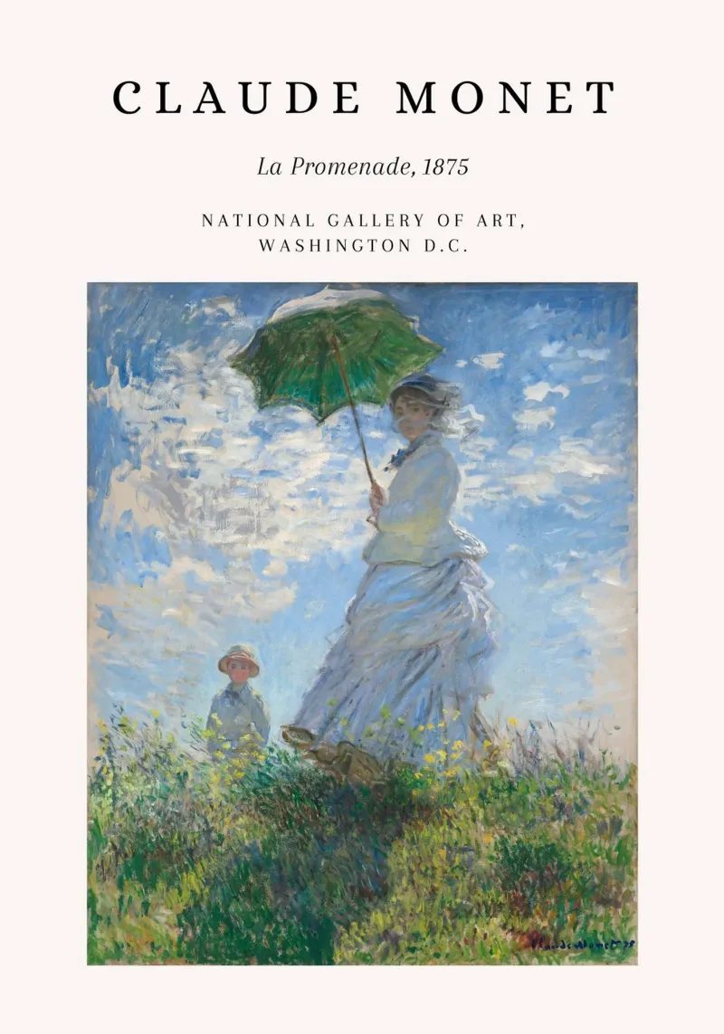 Monet La Promenade 1875 Mujer con sombrilla Print hahnemühle de NorwesClub