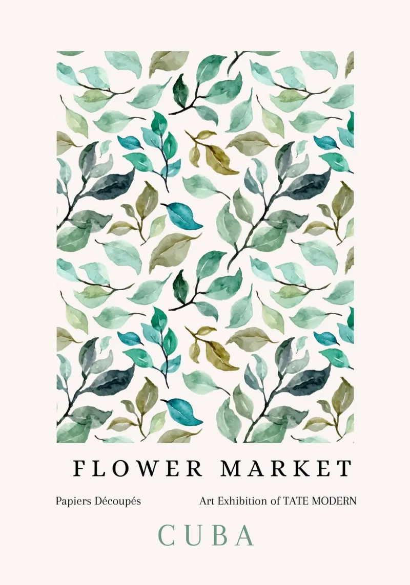 Cuba Tate Modern Mercato dei fiori Modello a foglie poster da NorwesClub