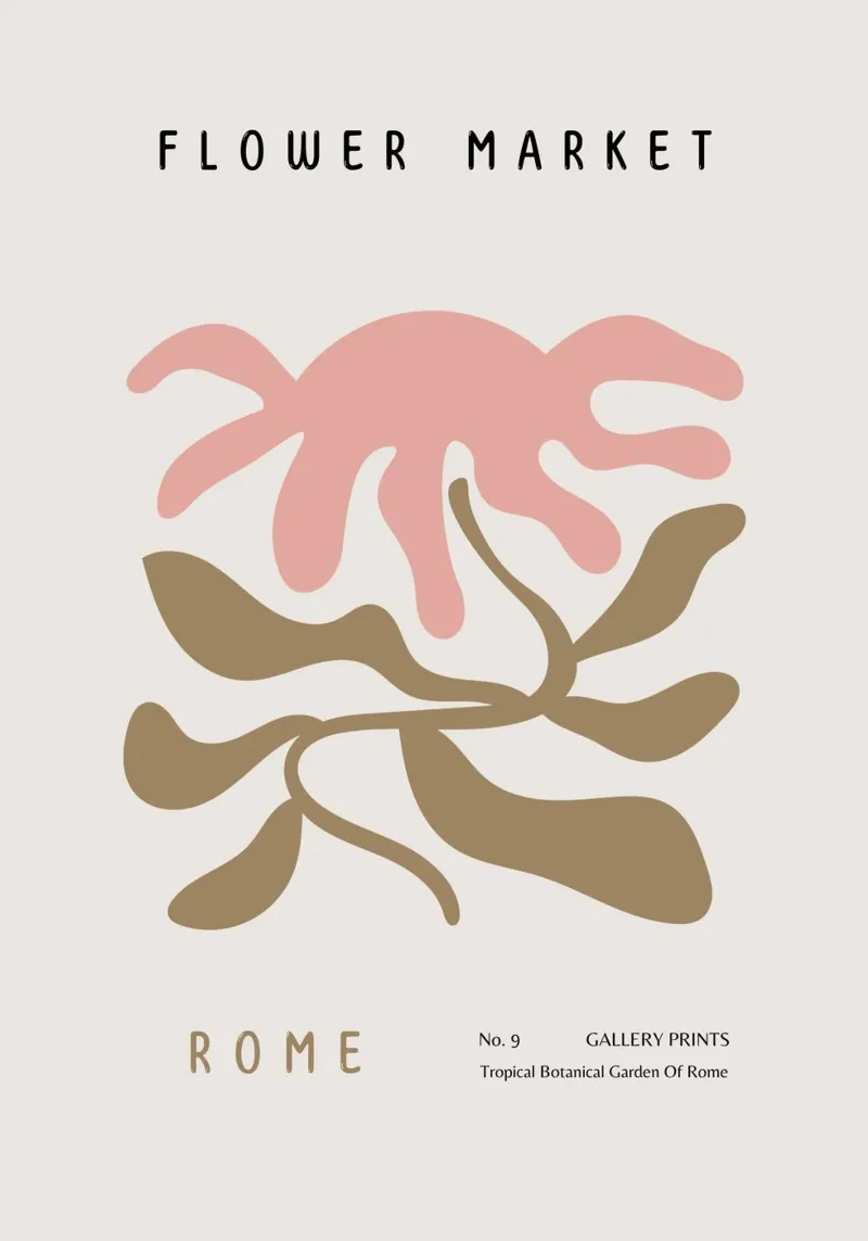 Mercato dei fiori di Roma Giardino botanico tropicale Arte poster con telaio in plastica da NorwesClub