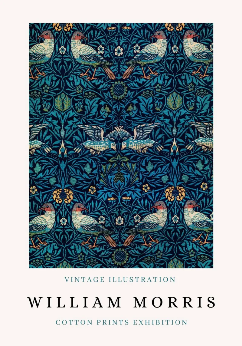 William Morris Arts & Crafts - Poster con motivi di uccelli pellicola backlit da NorwesClub