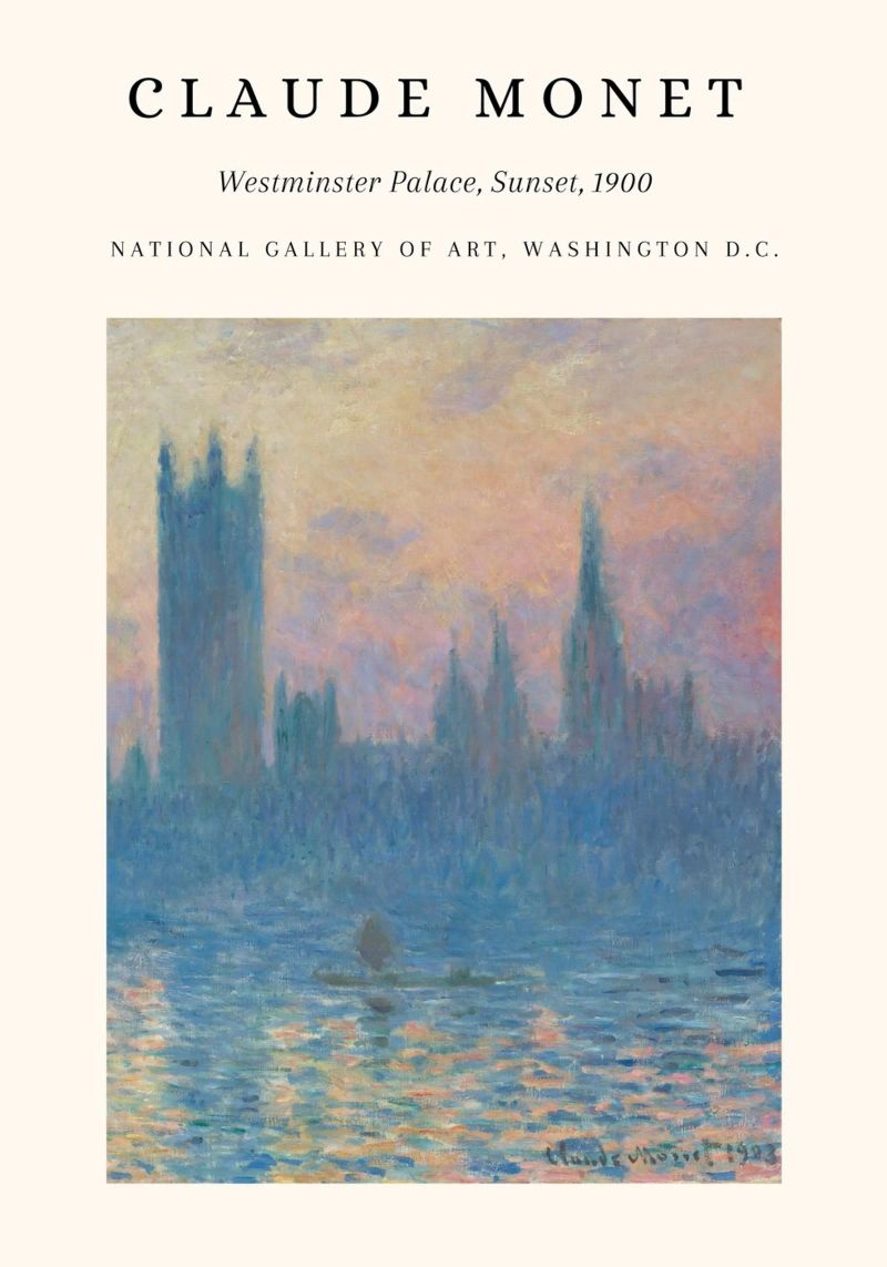 Monet Westminster Palace Sonnenuntergang 1900 Impressionist Poster von NorwesClub