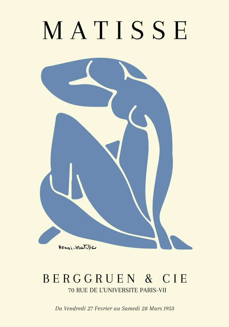 Matisse 1953 Blue Nude Figure Cut-Out Poster canvas by NorwesClub