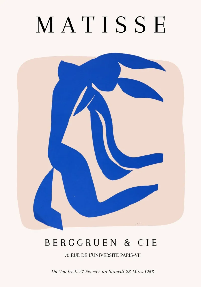 Matisse 1953 Blue Nude Cut-Out Pink Background canvas by NorwesClub