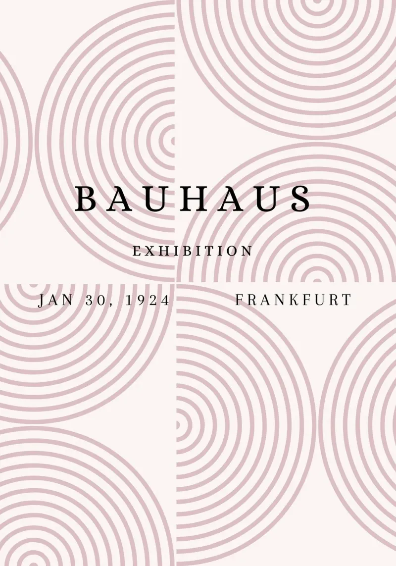 Bauhaus 1924 Geometric Arcs Pattern Poster Leinwand mit Schattenfugenrahmen von NorwesClub