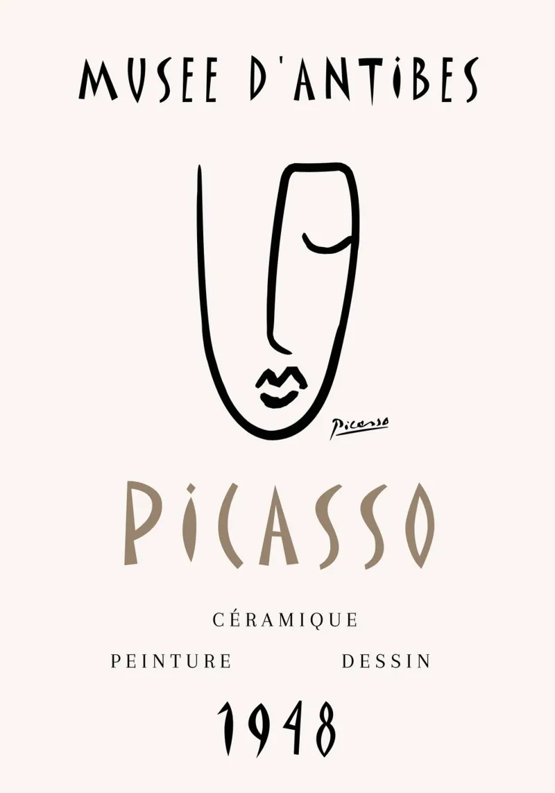 Picasso Musee D'Antibes 1948 Abstract Gezicht Poster canvas van NorwesClub