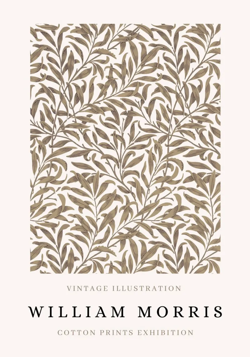 William Morris Arti e Mestieri Taupe Willow Bough pellicola backlit da NorwesClub