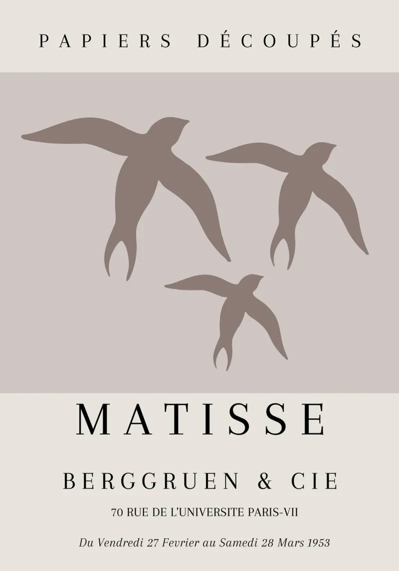 Matisse 1953 Uitsnede Abstracte Vogels Parijs Poster canvas met Baklijst van NorwesClub
