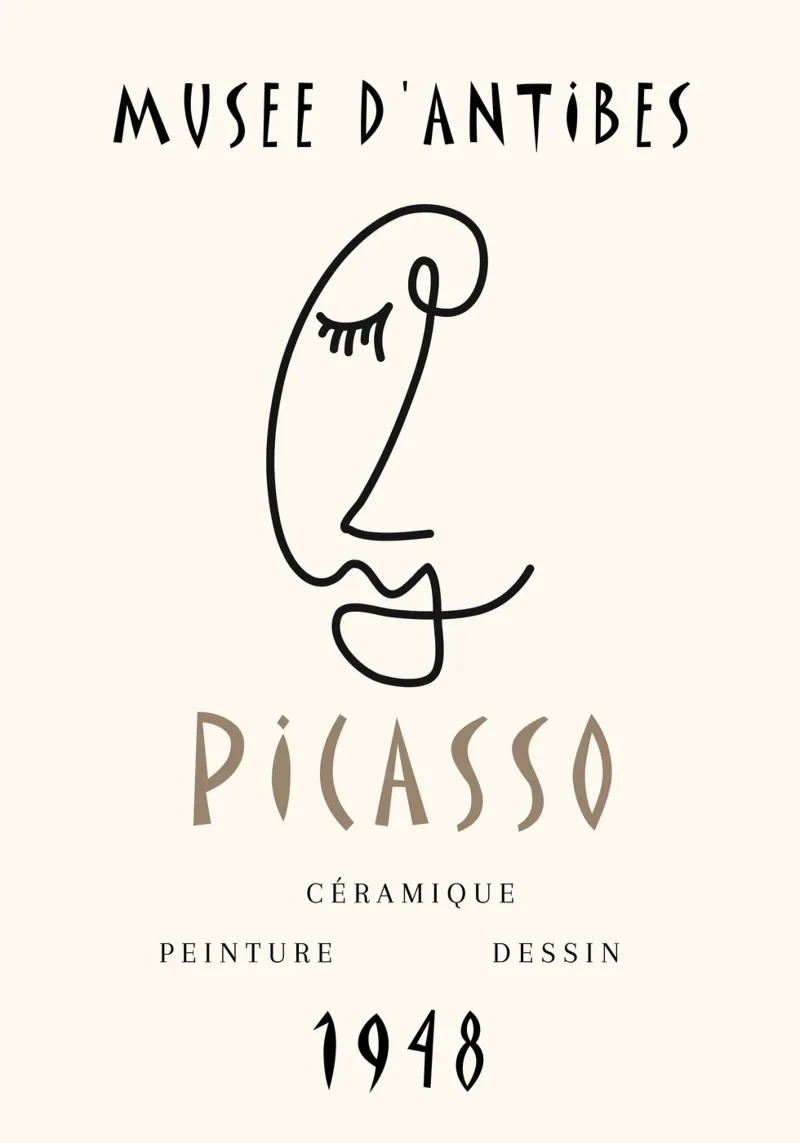 Picasso Musee D'Antibes 1948 Linea Viso Poster pellicola backlit da NorwesClub