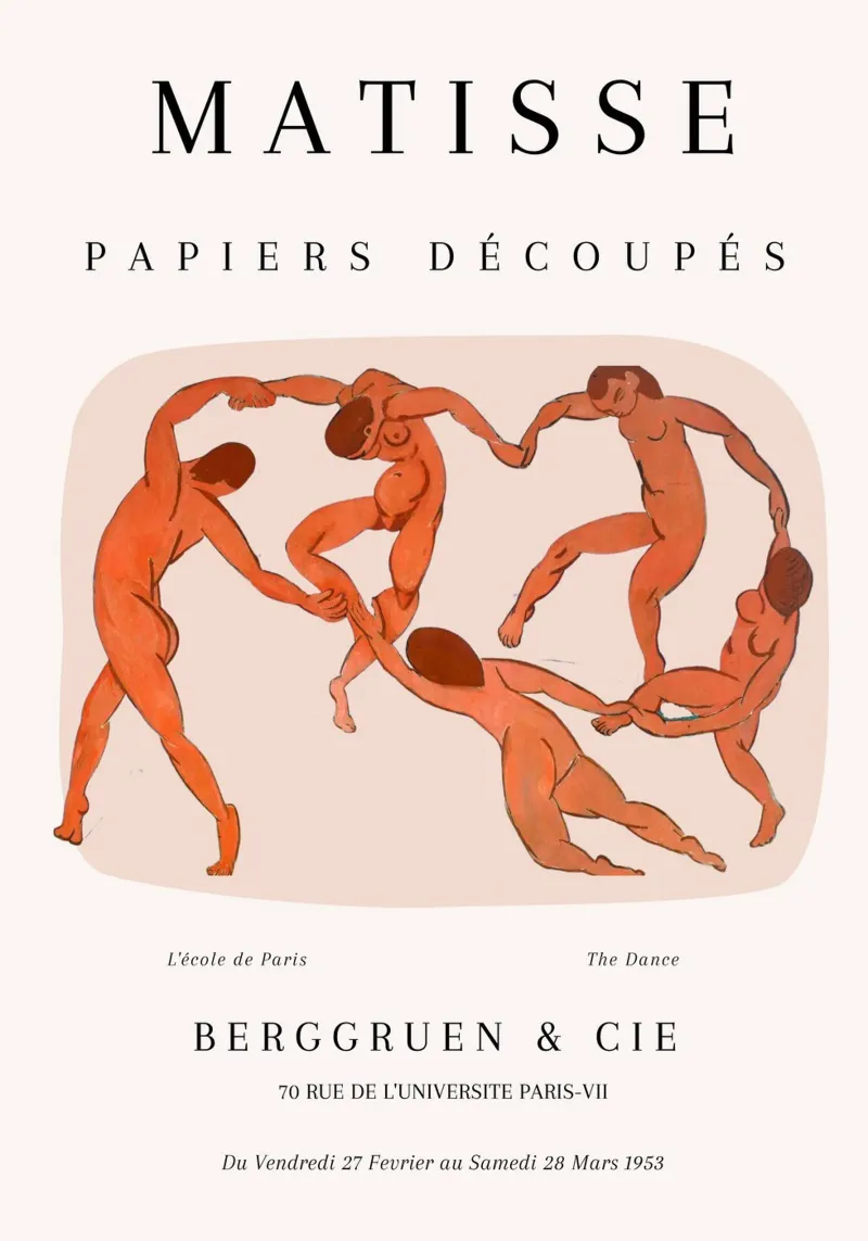 Matisse La Danza Poster iconico con figure arancioni pellicola backlit da NorwesClub