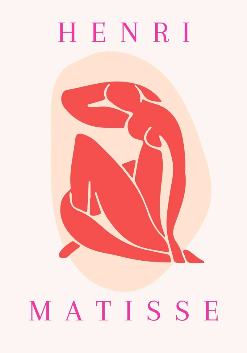 Henri Matisse Rood naakt uitgesneden abstracte poster canvas met Baklijst van NorwesClub